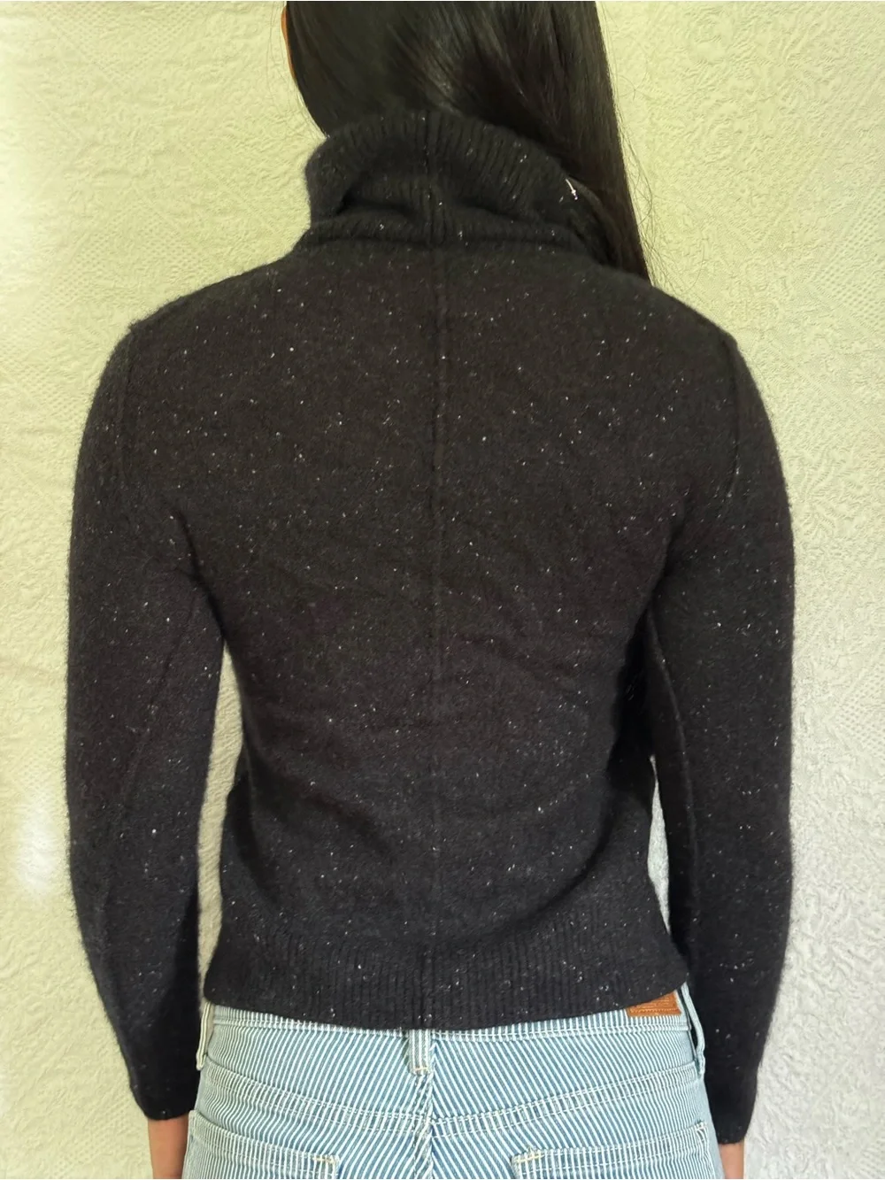 Aqua Black Speckled Turtleneck Sweater